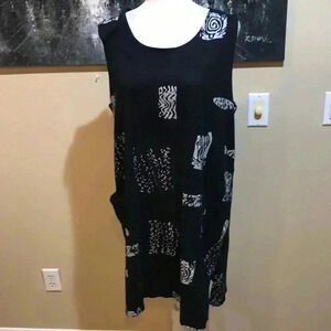 I.G. Sport Women’s Black Southwestern Fish Print Beach Cover Up Pocketed Dress-L